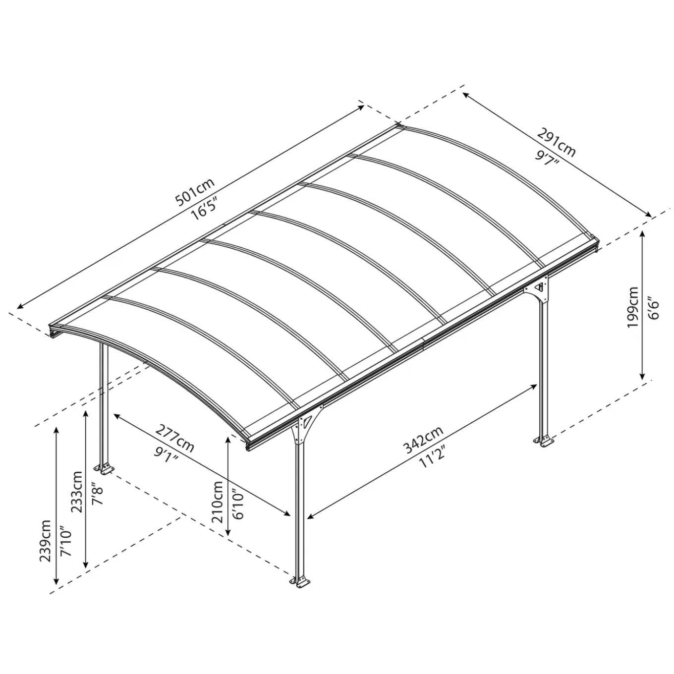 Palram | Canopia - Carport Vitoria - Enkel - Donkergrijs/brons 5,01x2,91m
