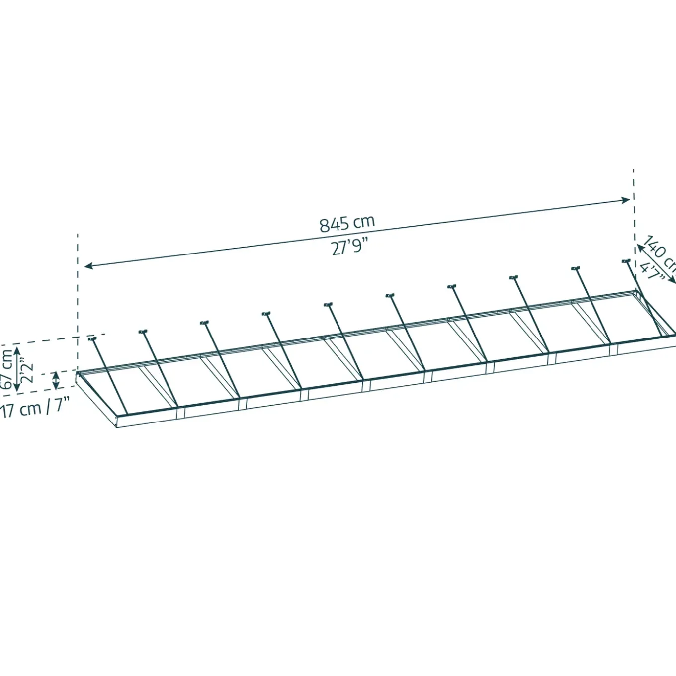 Palram | Canopia - Deur en Veranda Luifel Sophia XL - Grijs - 845x140cm
