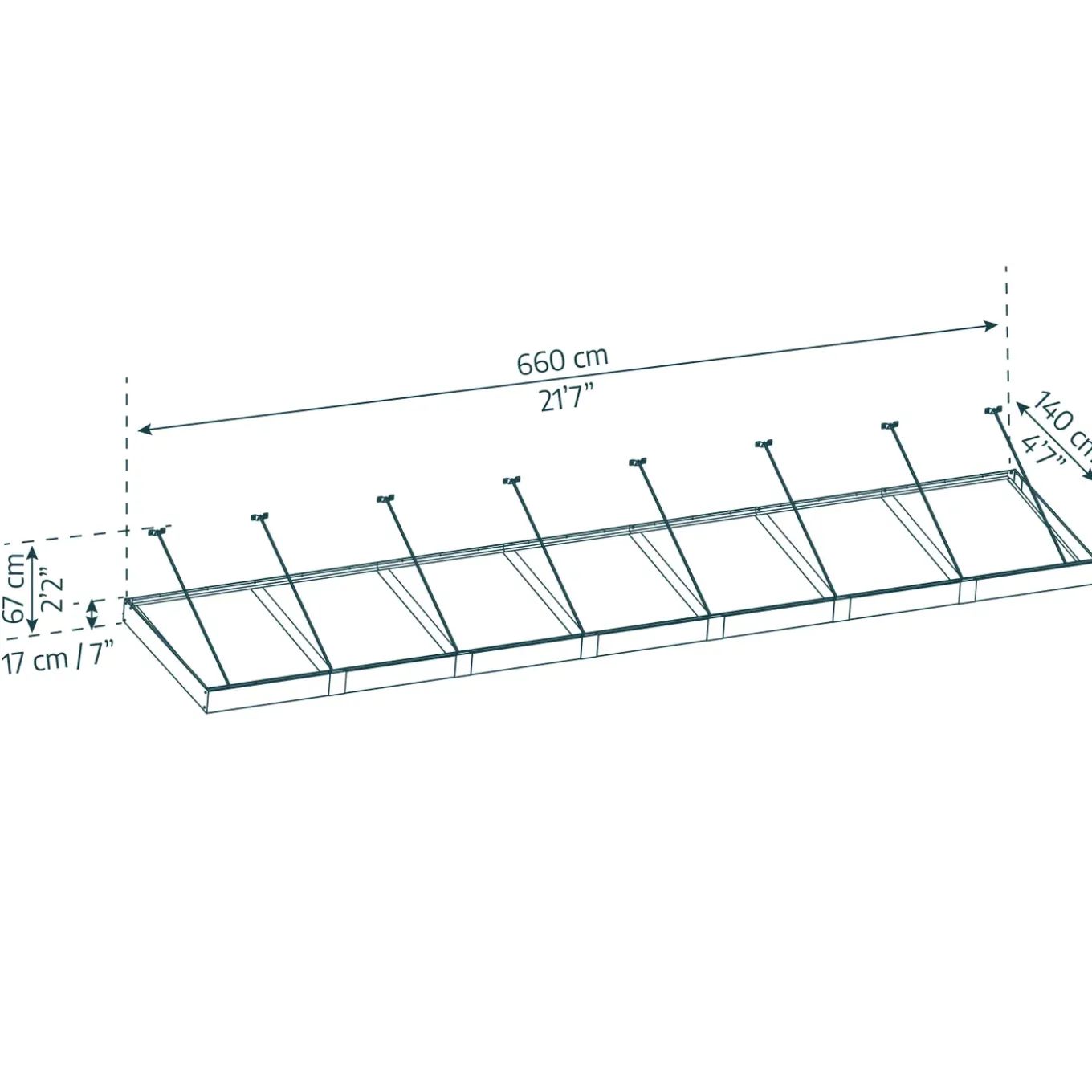 Palram | Canopia - Deur en Veranda Luifel Sophia XL - Grijs - 660x140cm