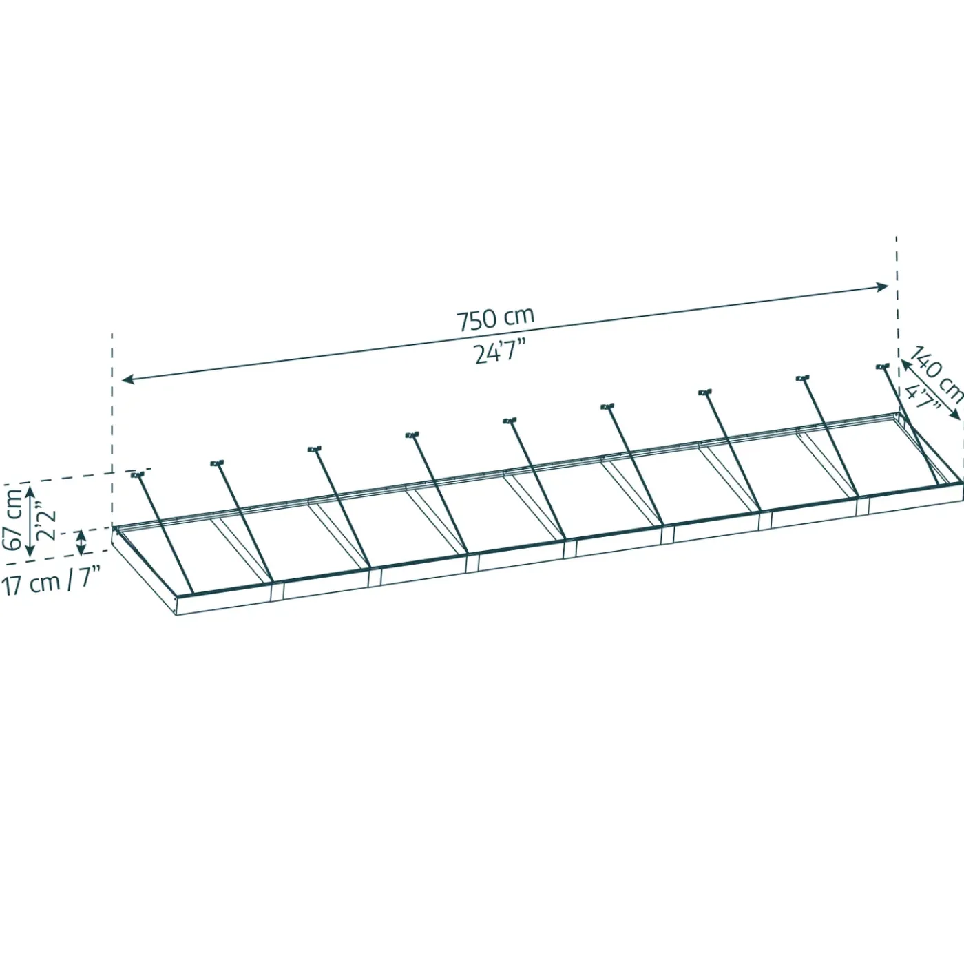 Canopia Palram | - Deur en Veranda Luifel Sophia XL - Grijs - 750x140cm