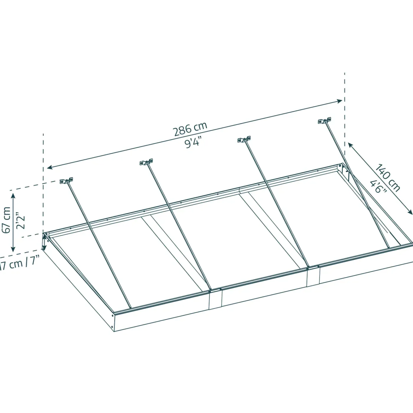 Canopia Palram | - Deur en Veranda Luifel Sophia XL - Helder 286x140x67cm