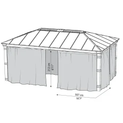 Palram-Canopia gordijnset voor tuinpaviljoen Dallas 6100 (4st)