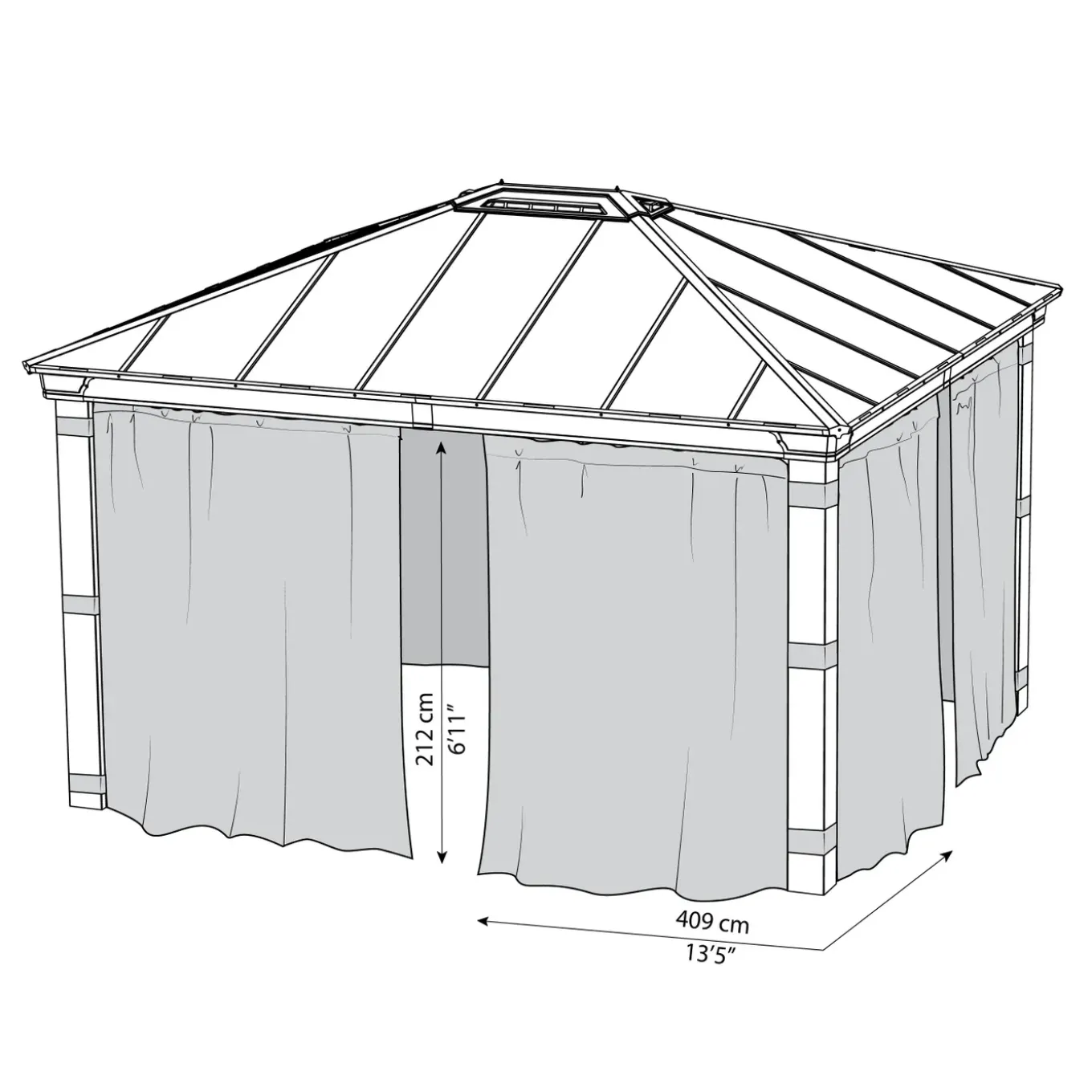 Palram-Canopia gordijnset voor tuinpaviljoen Dallas 4300 (4st) 430x360cm