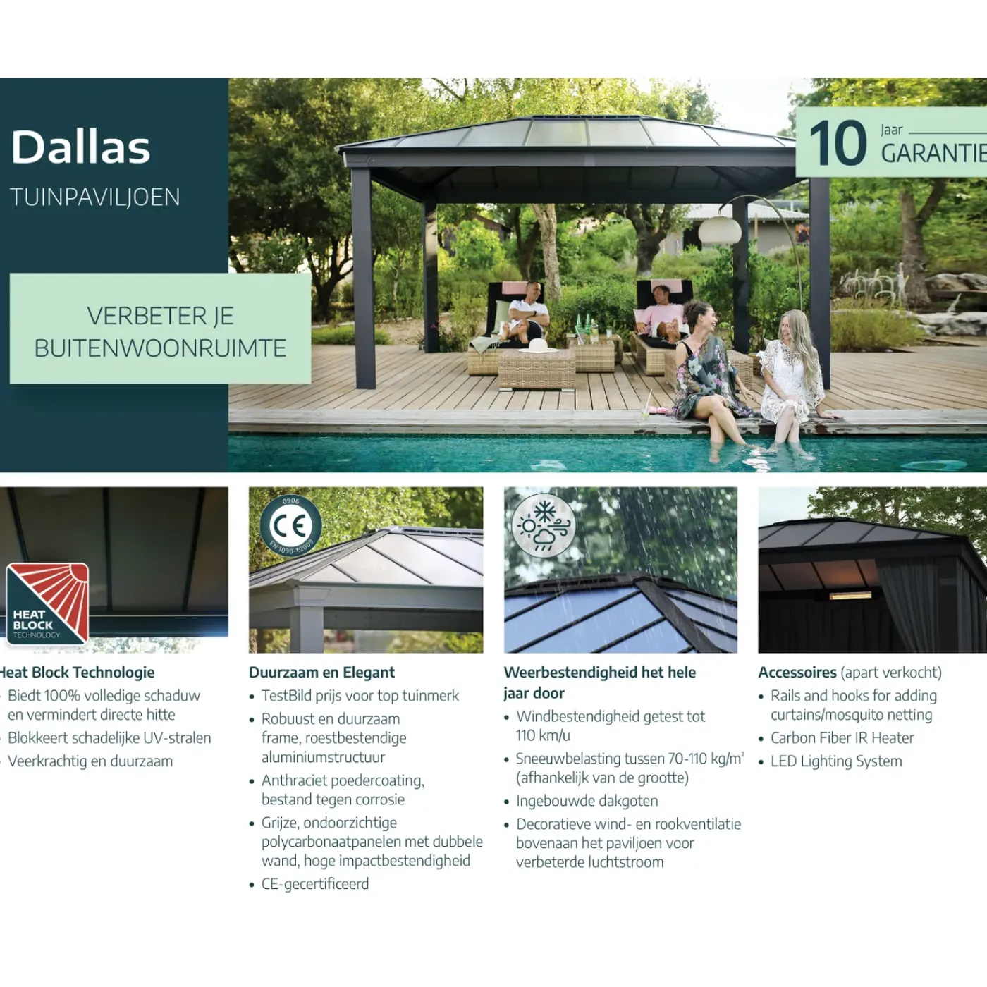 Canopia Palram | - Paviljoen Dallas - Antraciet - 6,1x4,3m