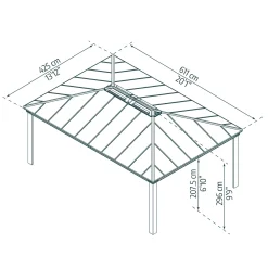 Canopia Palram | - Paviljoen Dallas - Antraciet - 6,1x4,3m