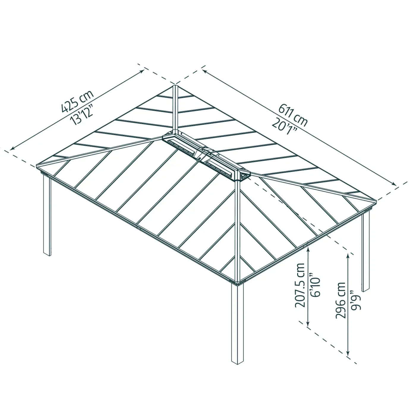 Canopia Palram | - Paviljoen Dallas - Antraciet - 6,1x4,3m