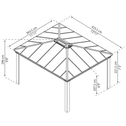 Canopia Palram | - Paviljoen Dallas - Donkergrijs - 425x363cm