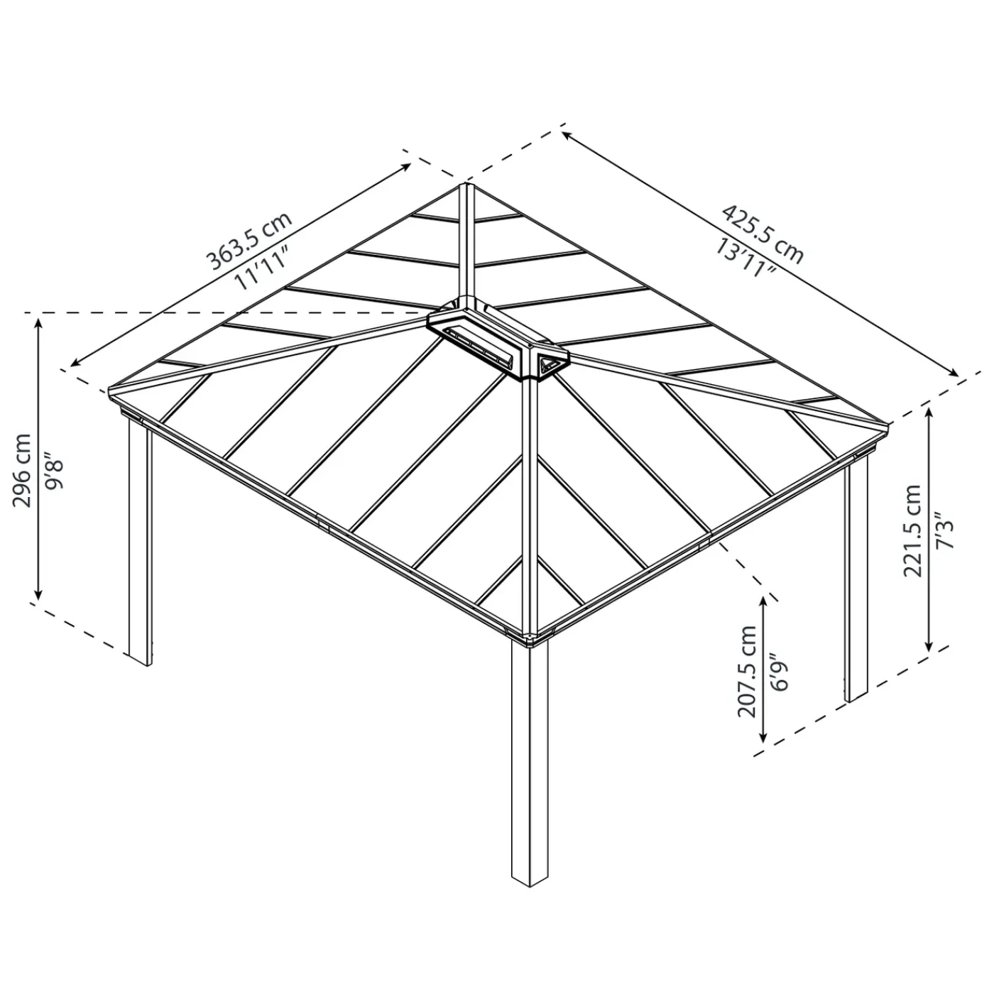 Canopia Palram | - Paviljoen Dallas - Donkergrijs - 425x363cm