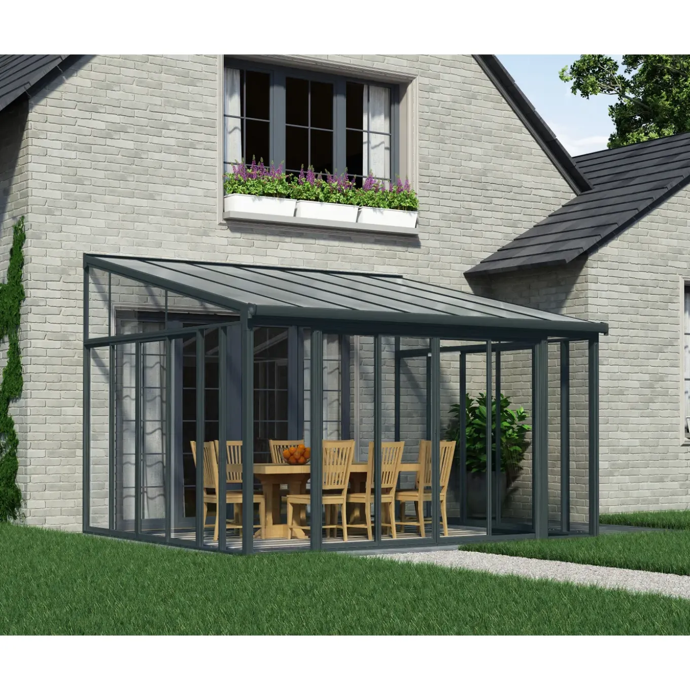 Palram - Canopia Serre, Veranda en Solarium SanRemo - Helder - Donkergrijs - 435x380cm