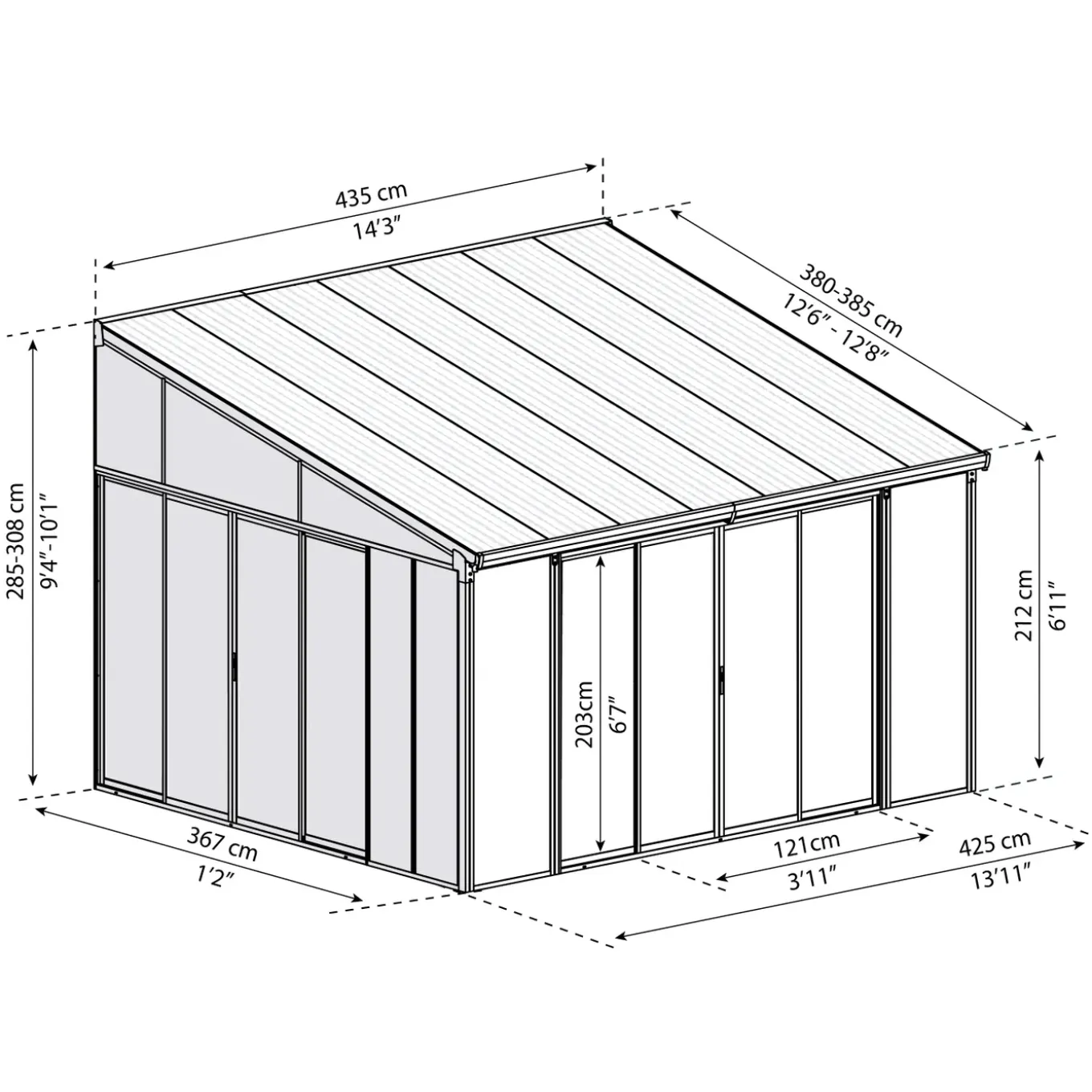 Palram - Canopia Serre, Veranda en Solarium SanRemo - Helder - Donkergrijs - 435x380cm