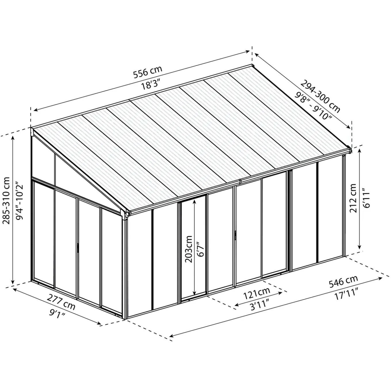 Palram - Canopia Serre, Veranda en Solarium SanRemo - Helder - Donkergrijs - 556x294cm