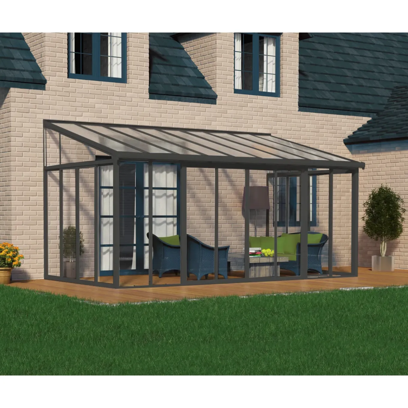 Palram - Canopia Serre, Veranda en Solarium SanRemo - Helder - Donkergrijs - 556x294cm