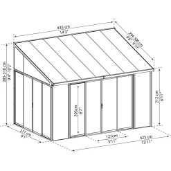 Palram - Canopia Serre, Veranda en Solarium SanRemo - Helder - Donkergrijs - 425x294cm