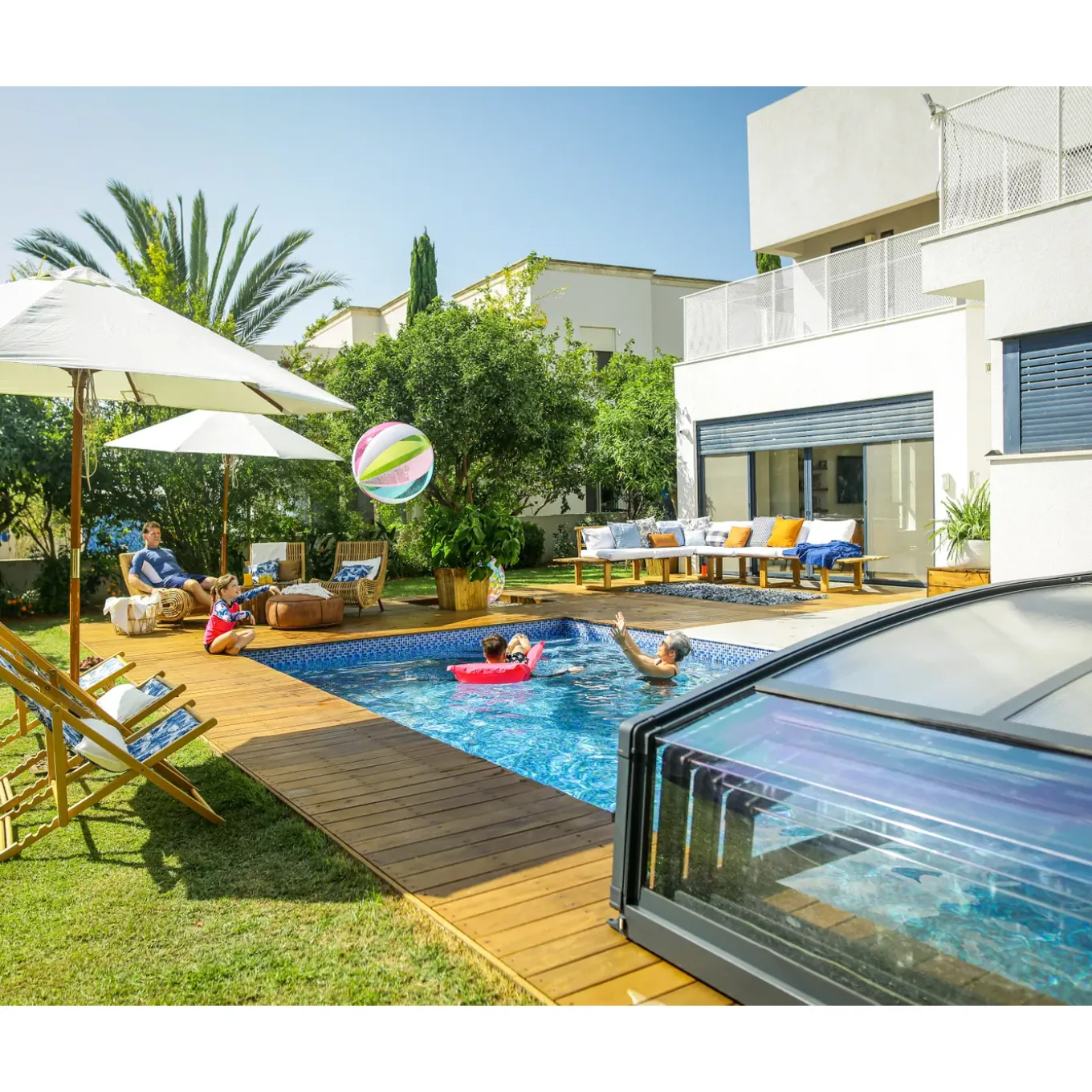 Palram | Canopia - Telescopische Zwembadoverdekking Majorca - Grijs - 8,7x4,6m