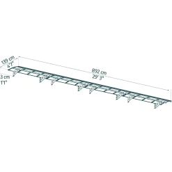 Palram | Canopia - veranda- en deurluifel Herald - Helder/Grijs - 892X139cm