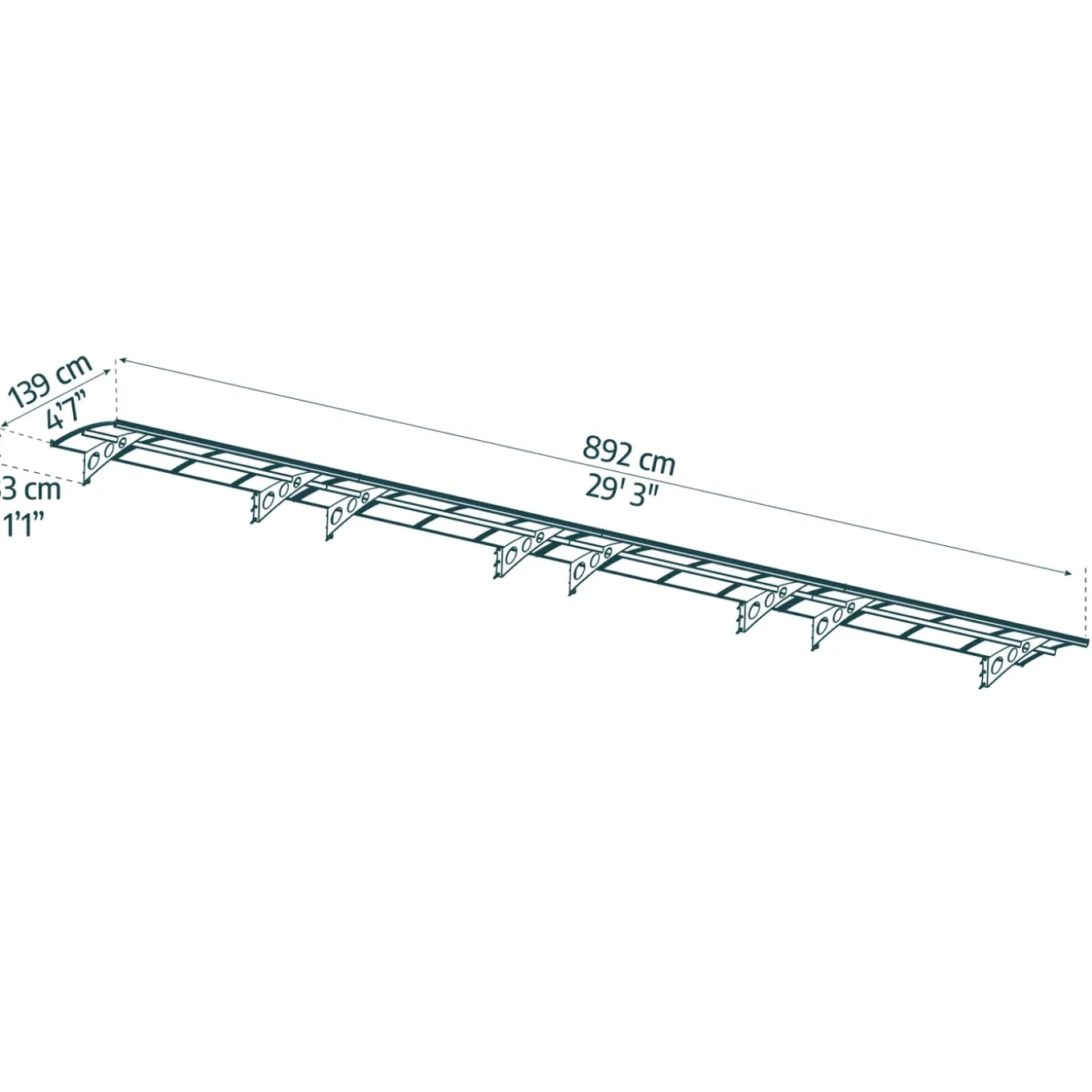 Palram | Canopia - veranda- en deurluifel Herald - Helder/Grijs - 892X139cm