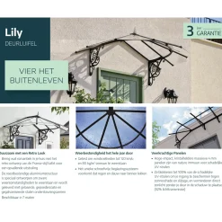 Palram | Canopia - Veranda- en deurluifel Lily - Helder - Zwart - 70x88x472cm