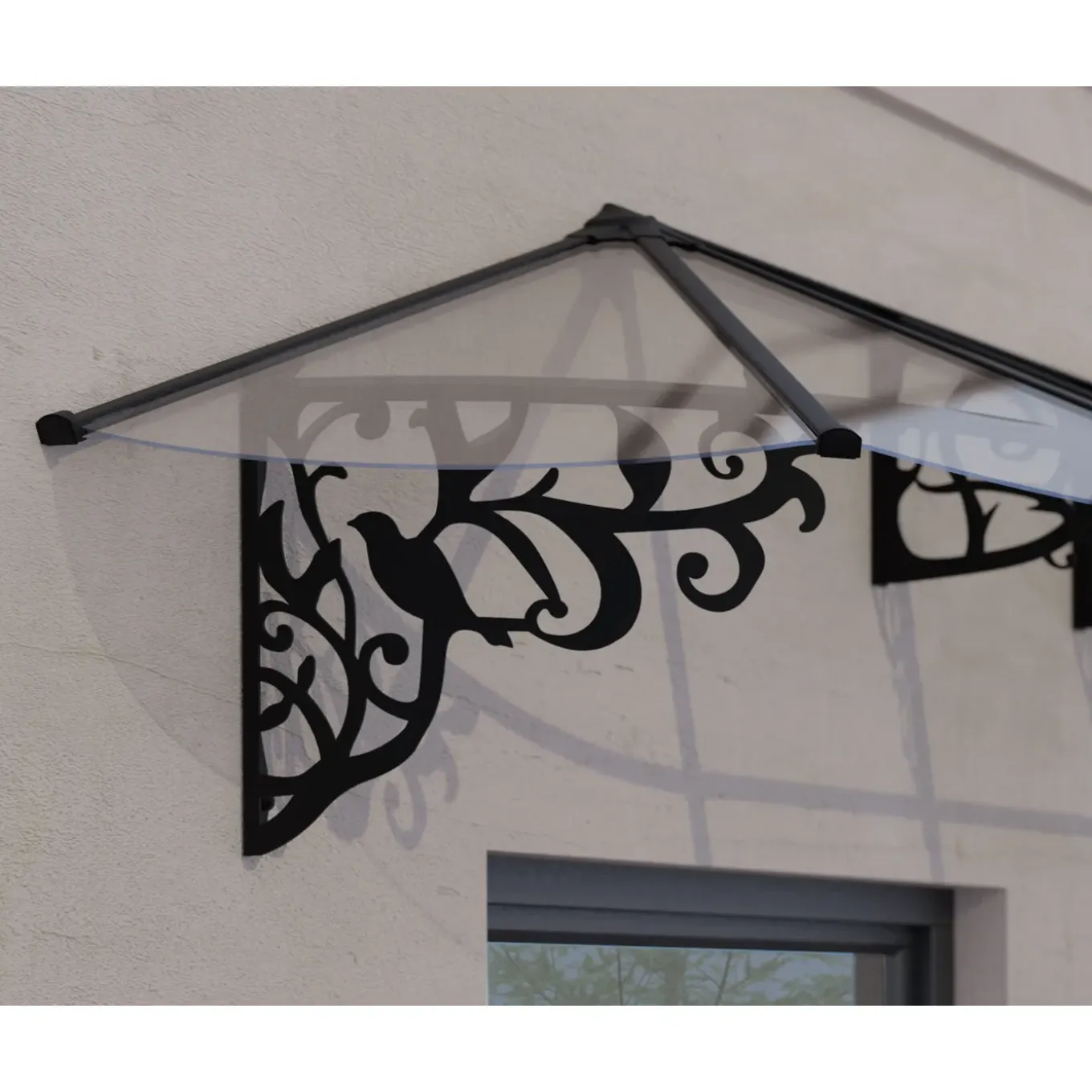 Palram | Canopia - Veranda- en deurluifel Lily - Helder - Zwart - 70x88x472cm