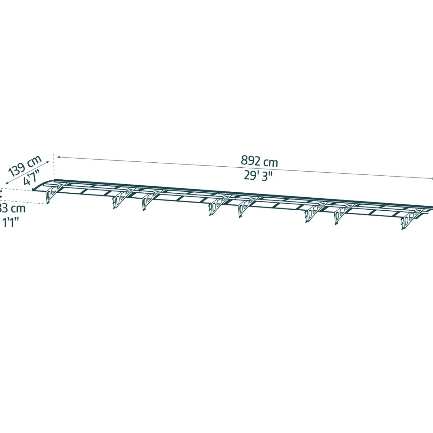 Canopia Palram | - veranda- en deurluifel Bordeaux - Helder Wit - 892X139cm