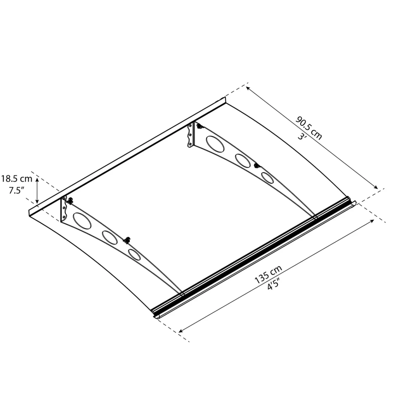 Canopia Palram - | Veranda- en deurluifel Garamond - Helder - Donkergrijs - 135x90x18cm