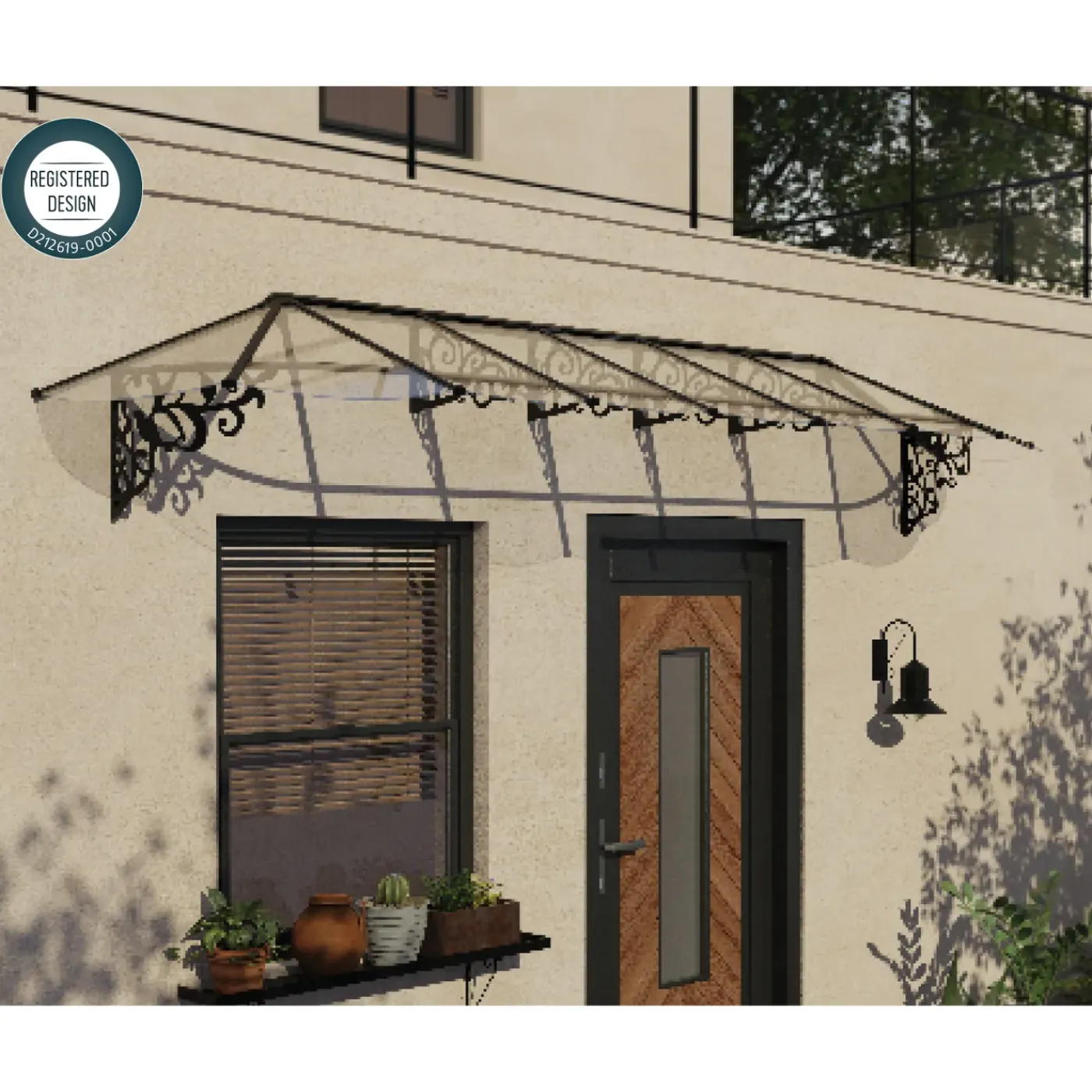 Canopia Palram | - Veranda- en deurluifel Lily - Helder - Zwart - 70x88x421cm