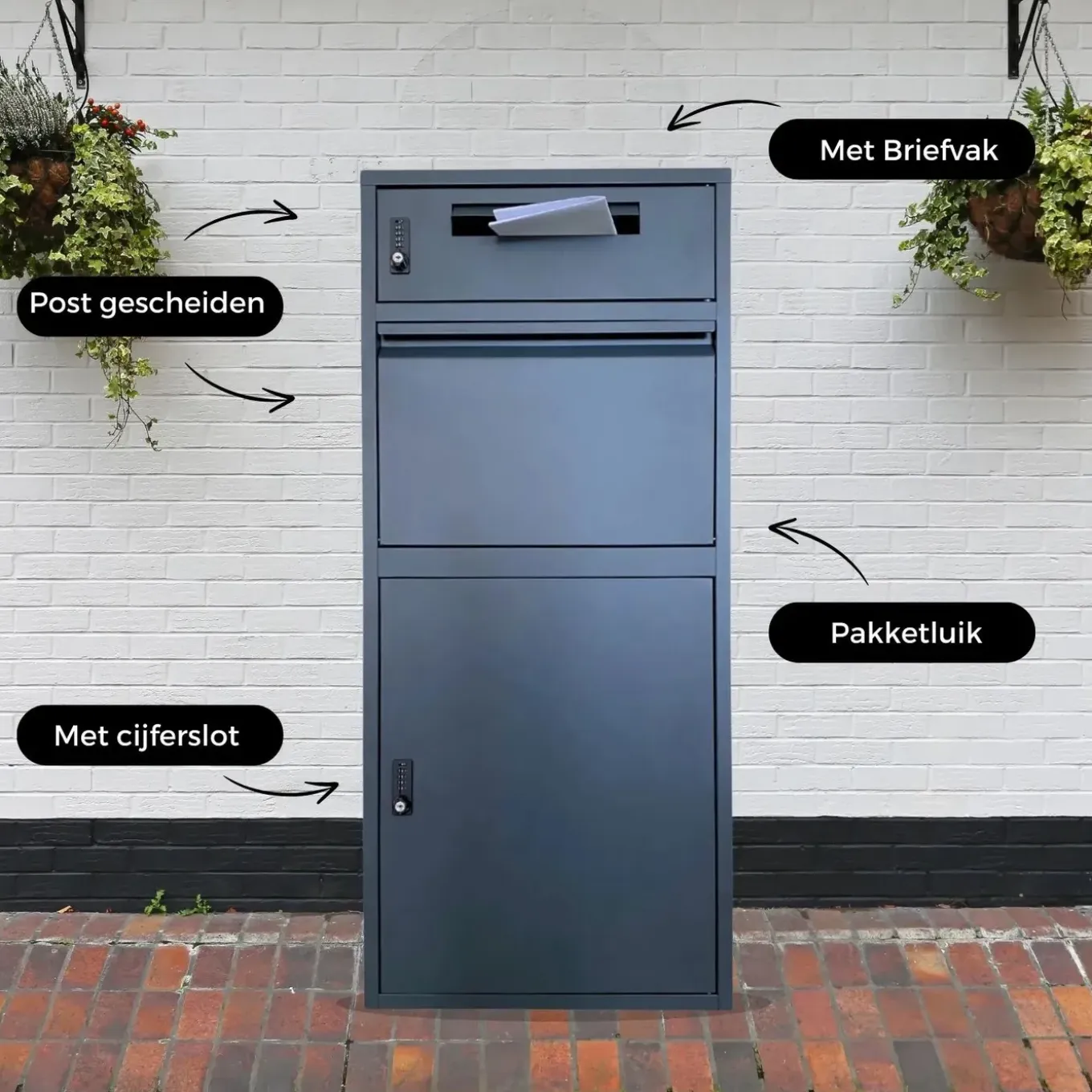 ParcelXL - Pakketbrievenbus met apart Postvak - Anti-diefstal - Vrijstaande Pakketbox