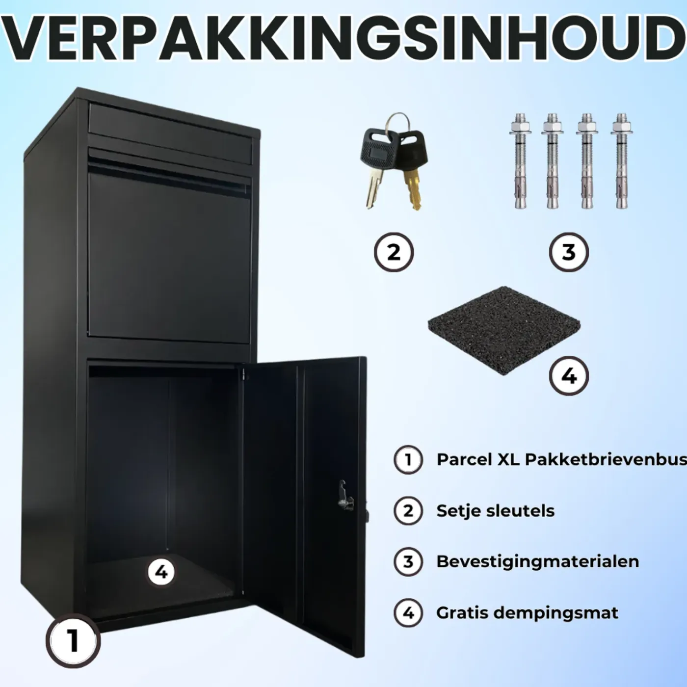 ParcelXL ® - Pakketbrievenbus - Pakketbox - Vrijstaand - Brievenbus Hangend - Zwart - XXL - Post