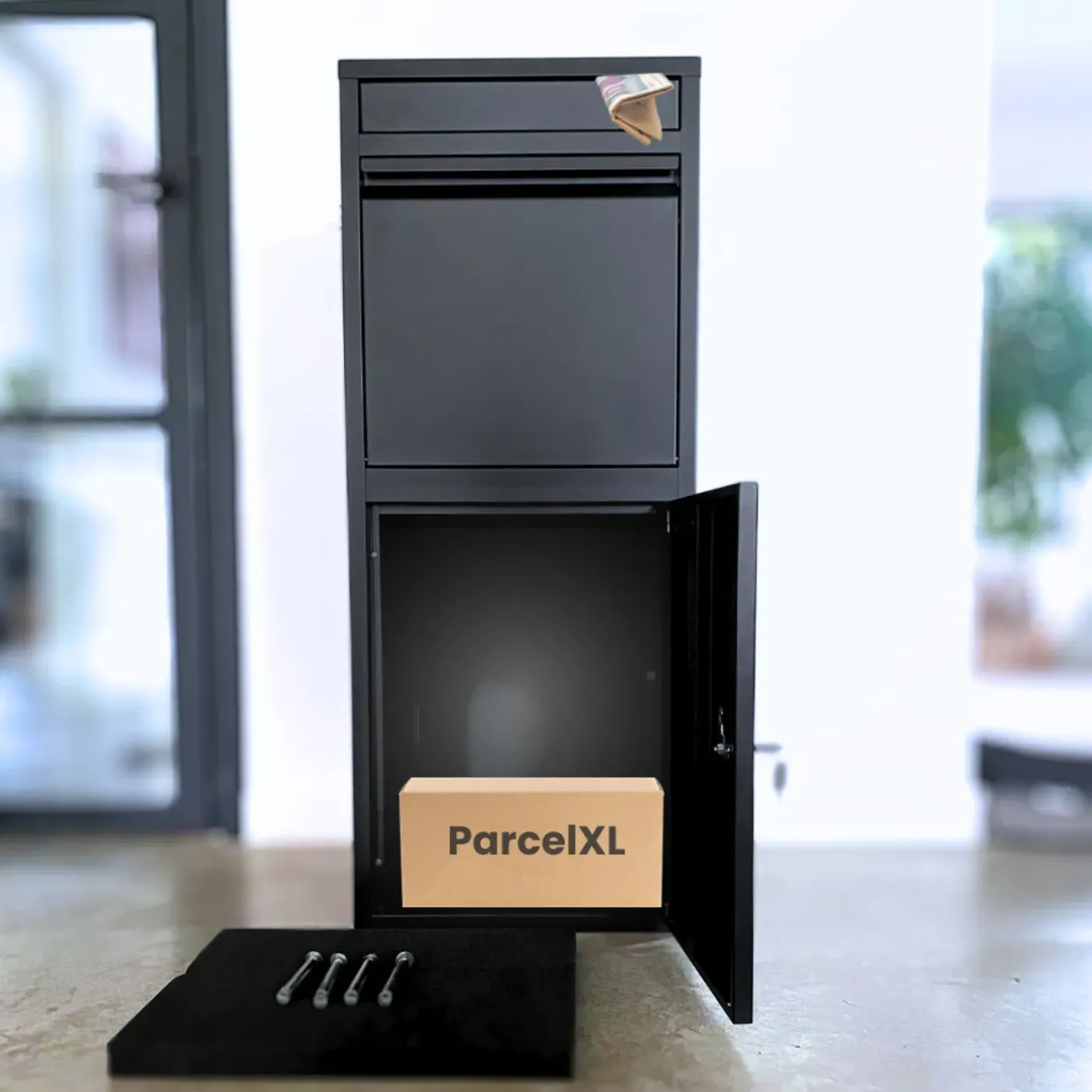 ParcelXL ® - Pakketbrievenbus - Pakketbox - Vrijstaand - Brievenbus Hangend - Zwart - XXL - Post