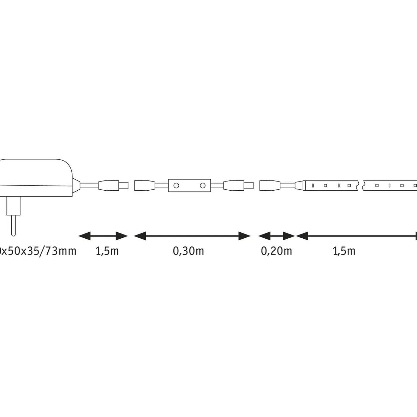 Paulmann ledstrip Function SimpLED 1,5m neutraal wit dimbaar schakelbaar 17W