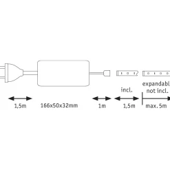 Paulmann ledstrip MaxLED 1000 1,5m basisset warmwit gecoat 20W