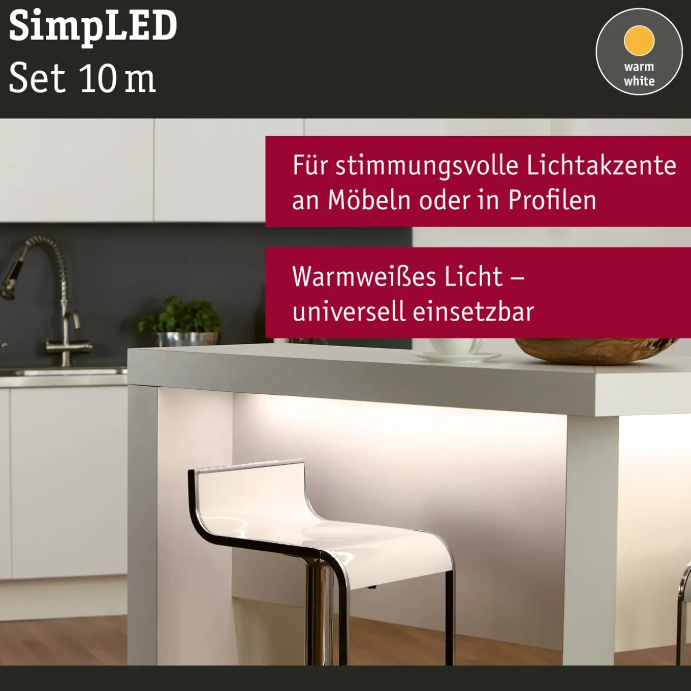 Paulmann ledstrip SimpLED 10m warmwit 22W