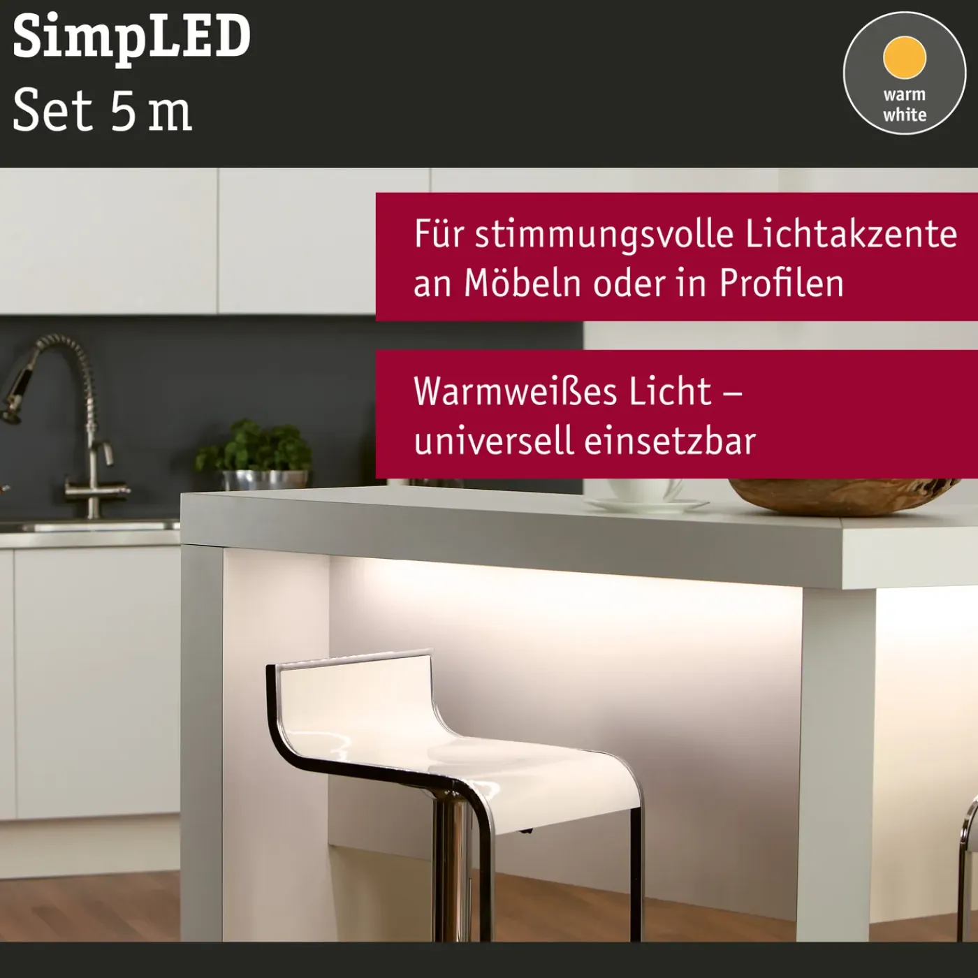 Paulmann ledstrip SimpLED 5m warmwit 17W
