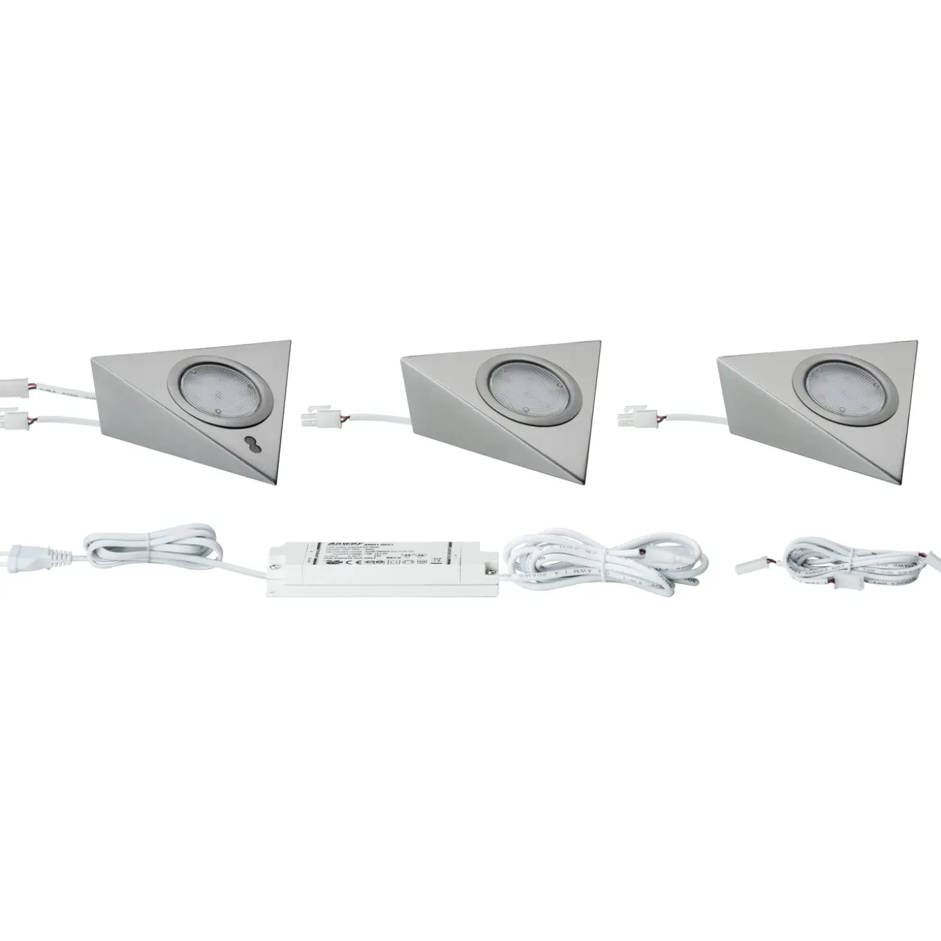 Paulmann meubelverlichting met sensor warm wit geborsteld staal 3x2,8W