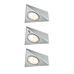 Paulmann meubelverlichting met sensor warm wit geborsteld staal 3x2,8W