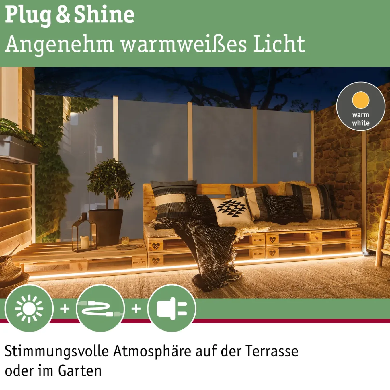 Paulmann Outdoor Plug & Shine ledstrip Smooth warm wit 2m