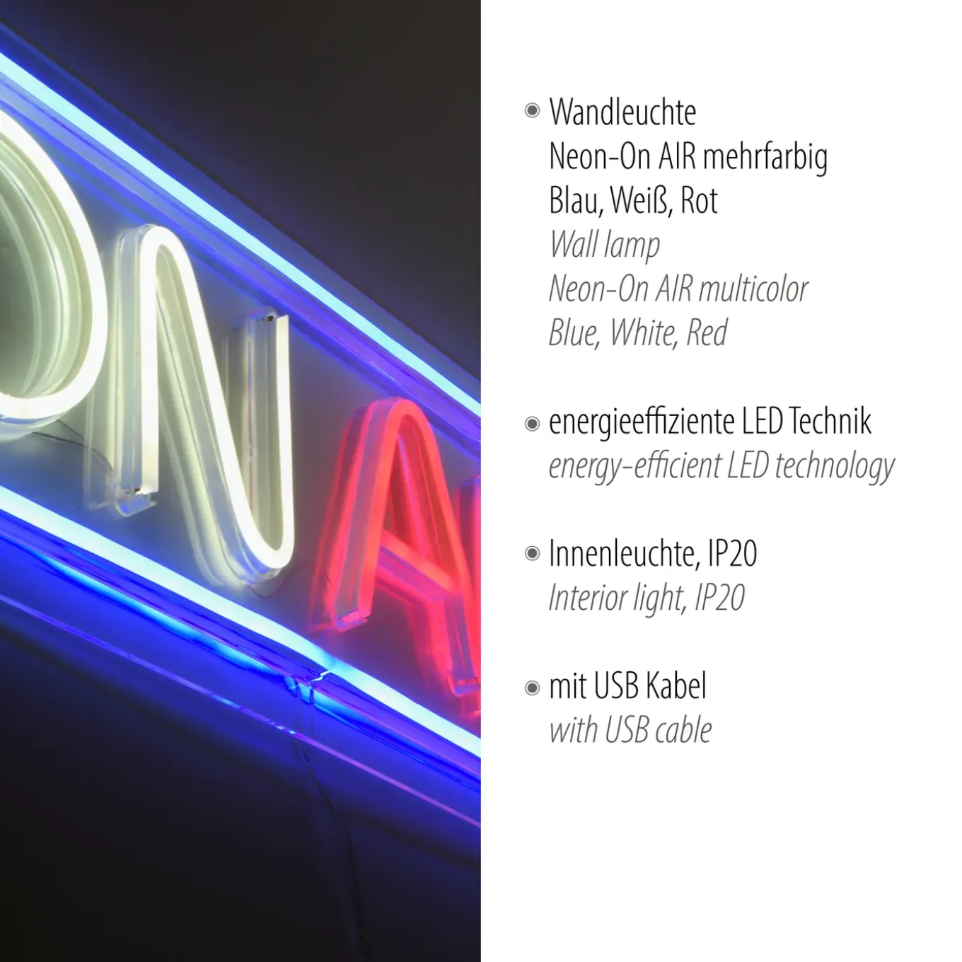Paul Neuhaus Neon Lamp On Air - Meerkleurig - 10W - 60x22cm