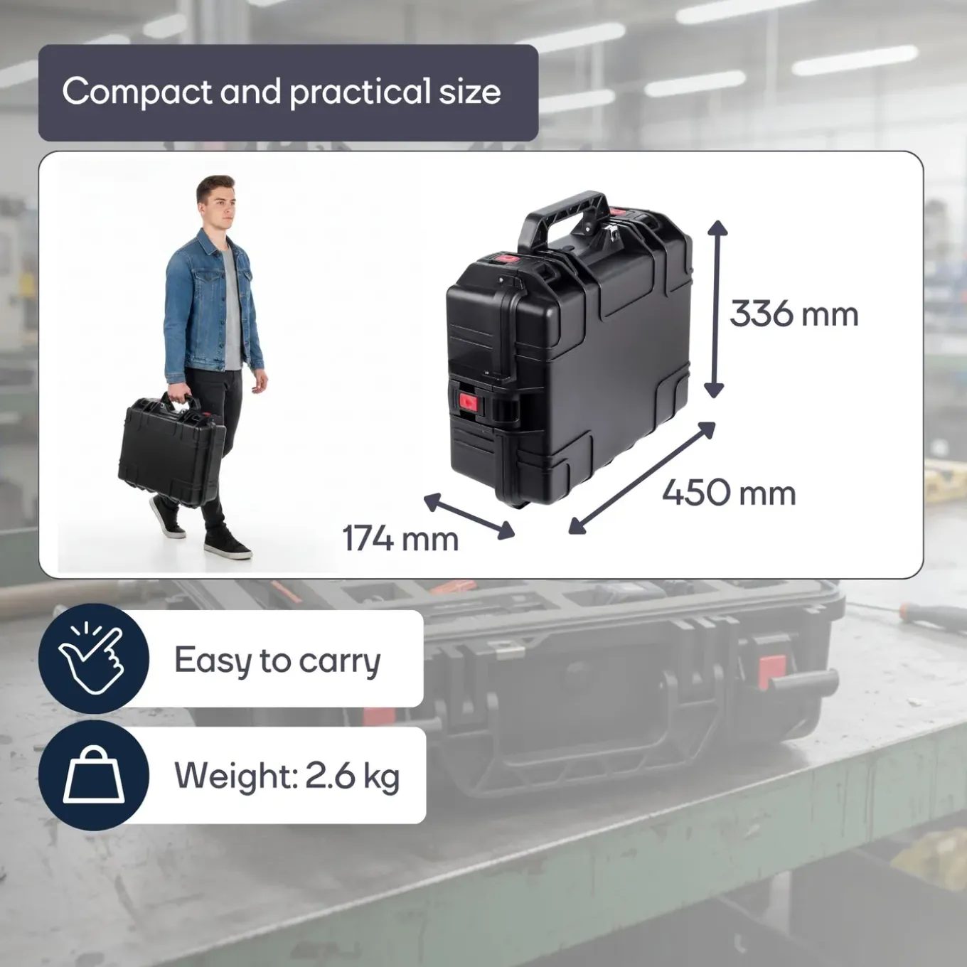 Perel Hc450st Hardcase Koffer Ip67 Met Plukschuim Waterdicht