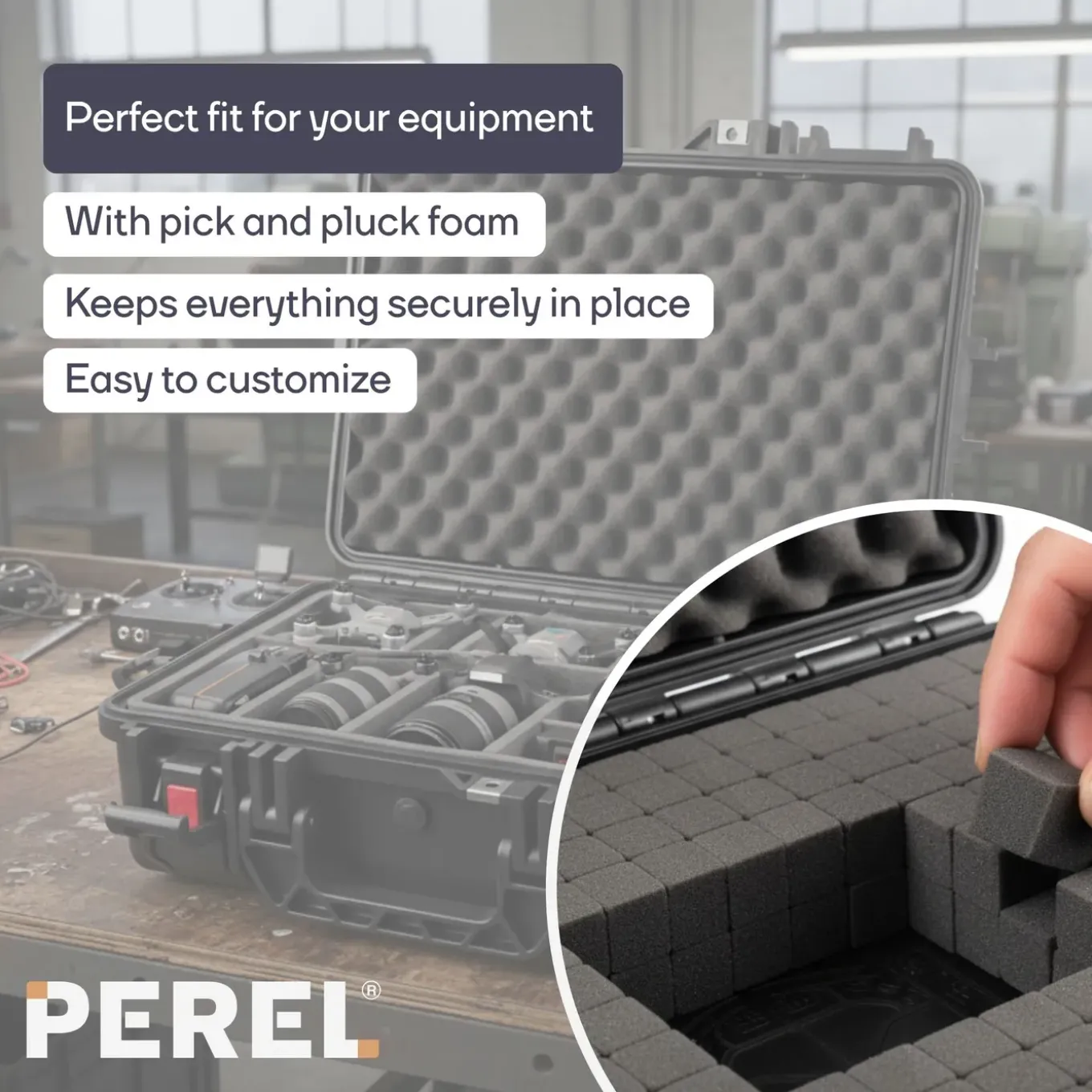 Perel Hc450st Hardcase Koffer Ip67 Met Plukschuim Waterdicht