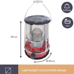 Perel Petroleumkachel Met Lont, Voor Buiten, Kerosine, 33 X 45 Cm, 2600 W, Rood
