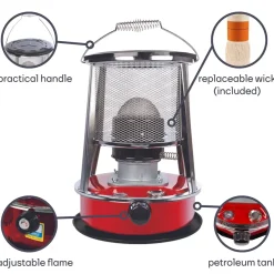 Perel Petroleumkachel Met Lont, Voor Buiten, Kerosine, 33 X 45 Cm, 2600 W, Rood