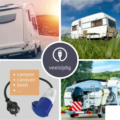Perel Verloopkabel, H07RN-F 3G2.5, 3 m, 3680 W, Binnen en buiten, IP44, Zwart, Rubber