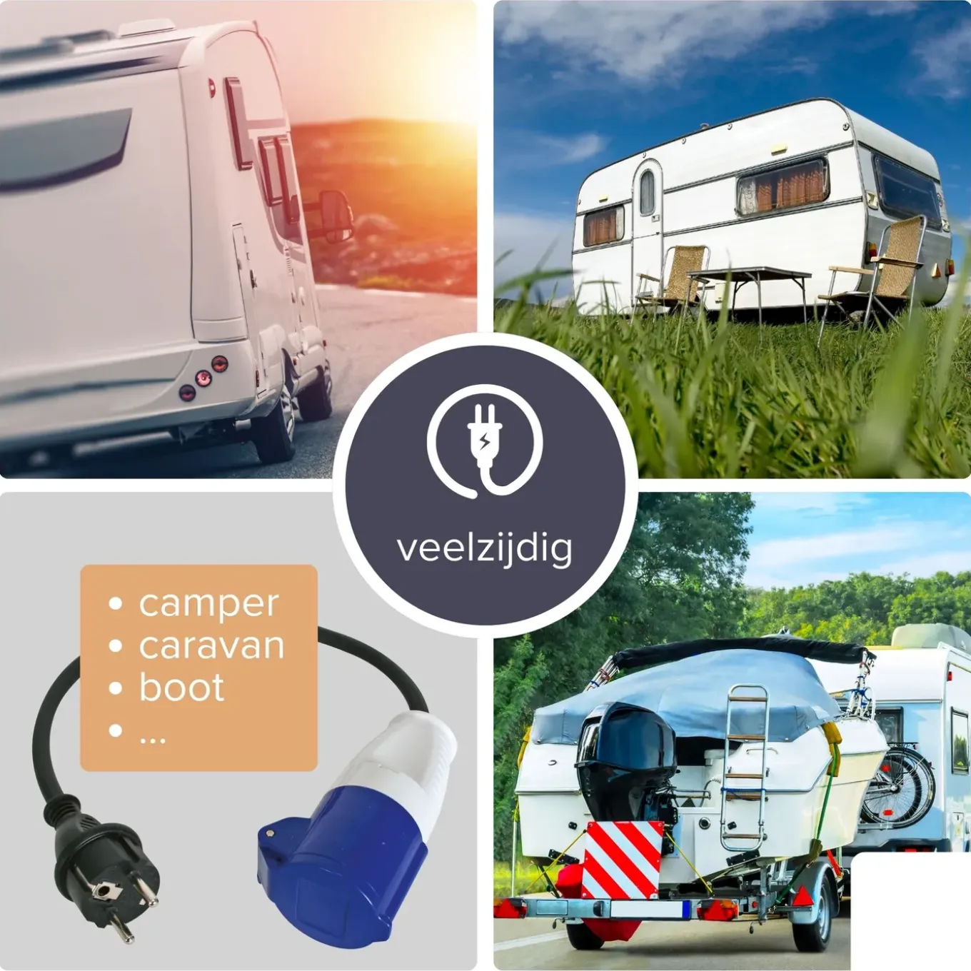 Perel Verloopkabel, H07RN-F 3G2.5, 3 m, 3680 W, Binnen en buiten, IP44, Zwart, Rubber