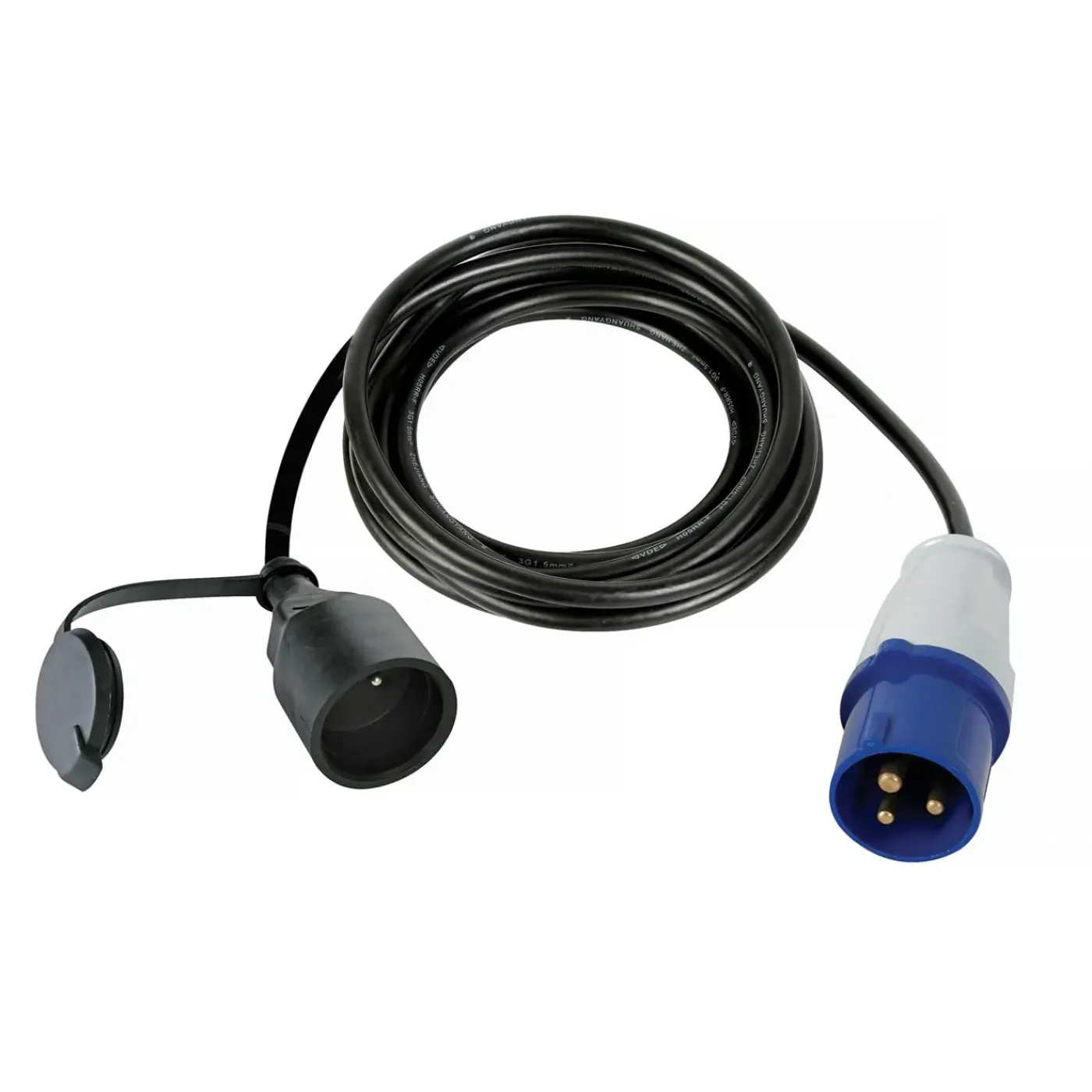 Perel Verloopkabel, H07RN-F 3G2.5, 3 m, 3680 W, Binnen en buiten, IP44, Zwart, Rubber