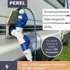 Perel Verloopkabel, H07RN-F 3G1.5, 0.4 m, 3680 W, Binnen en buiten, IP44, Zwart, Rubber
