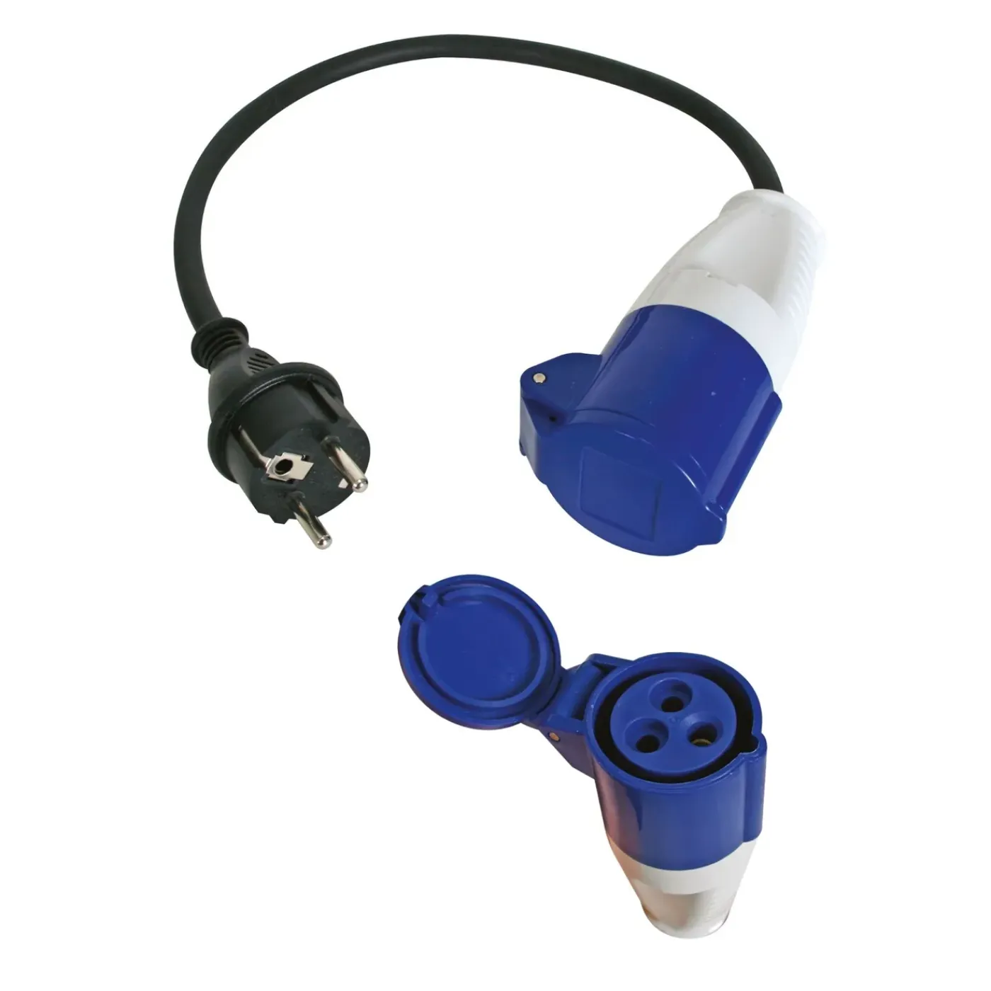Perel Verloopkabel, H07RN-F 3G1.5, 0.4 m, 3680 W, Binnen en buiten, IP44, Zwart, Rubber