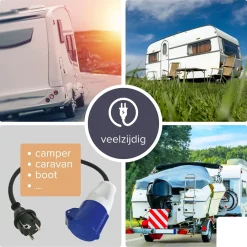 Perel Verloopkabel, H07RN-F 3G1.5, 0.4 m, 3680 W, Binnen en buiten, IP44, Zwart, Rubber