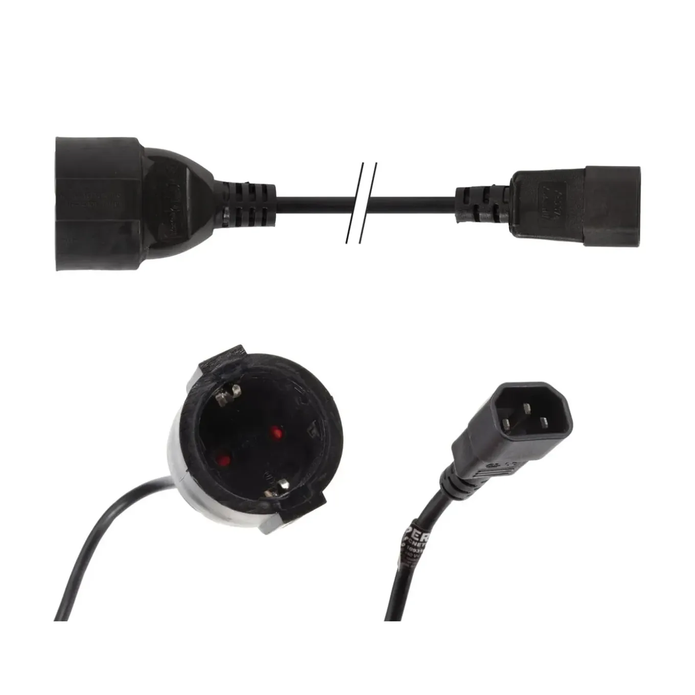 Perel Voedingskabel, H05VV-F 3G1, 1.8 m, 2.5 A/230 V, 2500 W, type F naar C14, voor binnen, pvc, zwa