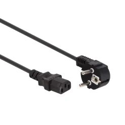 Perel Voedingskabel, H05VV-F 3G1, 2.5 m, 10 A/230 V, 2500 W, type E/F 90° naar C13, voor binnen, pvc