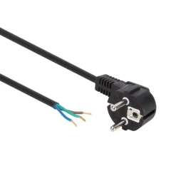 Perel Voedingskabel, H05VV-F 3G0.75, 1.5 m, 10 A/230 V, 2500 W, type E/F 90°, voor binnen, pvc, zwar