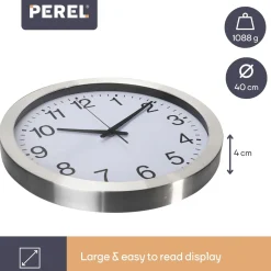 Perel Wc103 Wandklok 40 Cm Analoog Dcf Met Automatische Tijdsinstelling
